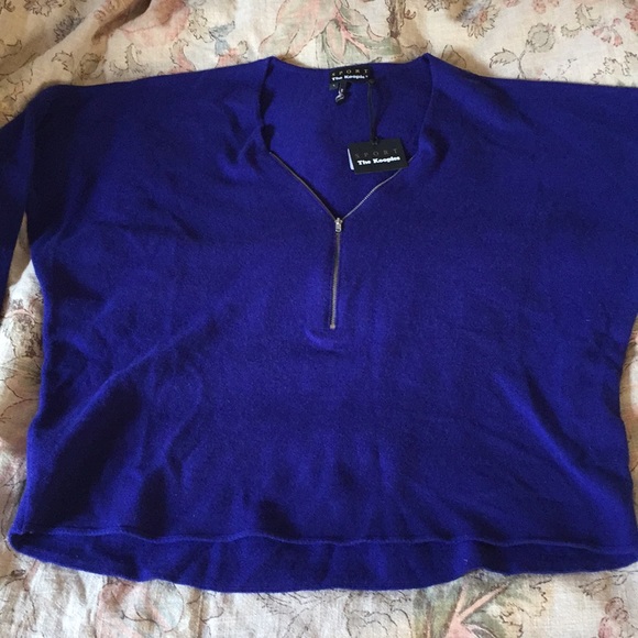 The KOOPLES Sport Size LARGE Cashmere Wool Pull-Over 1/3 Exposed Zip $245 NEW - Picture 7 of 8